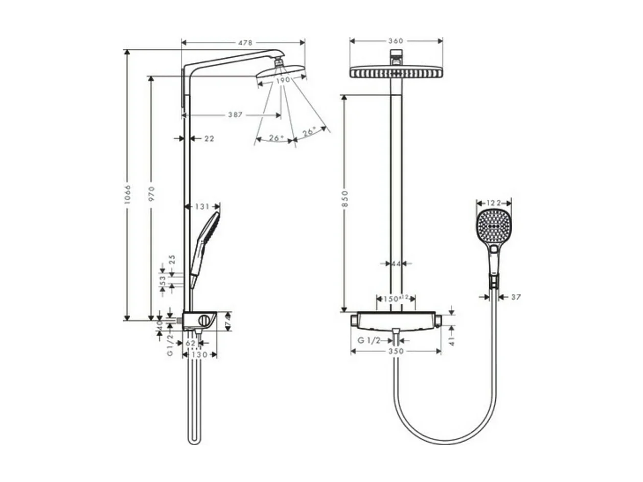 Colonne de douche thermostatique HANSGROHE Raindance E 360 EcoSmart chromée + nettoyant Briochin
