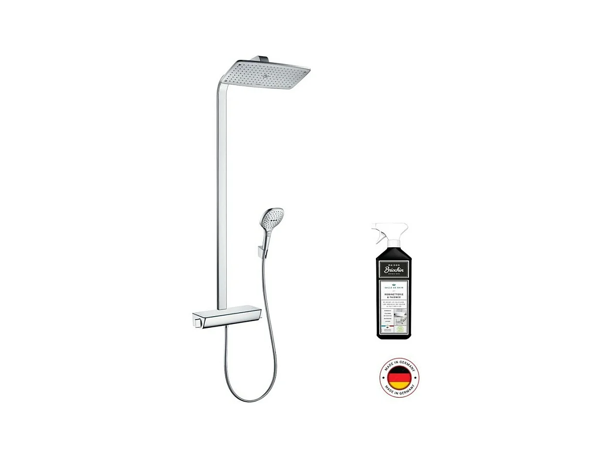 Colonne de douche thermostatique HANSGROHE Raindance E 360 EcoSmart chromée + nettoyant Briochin