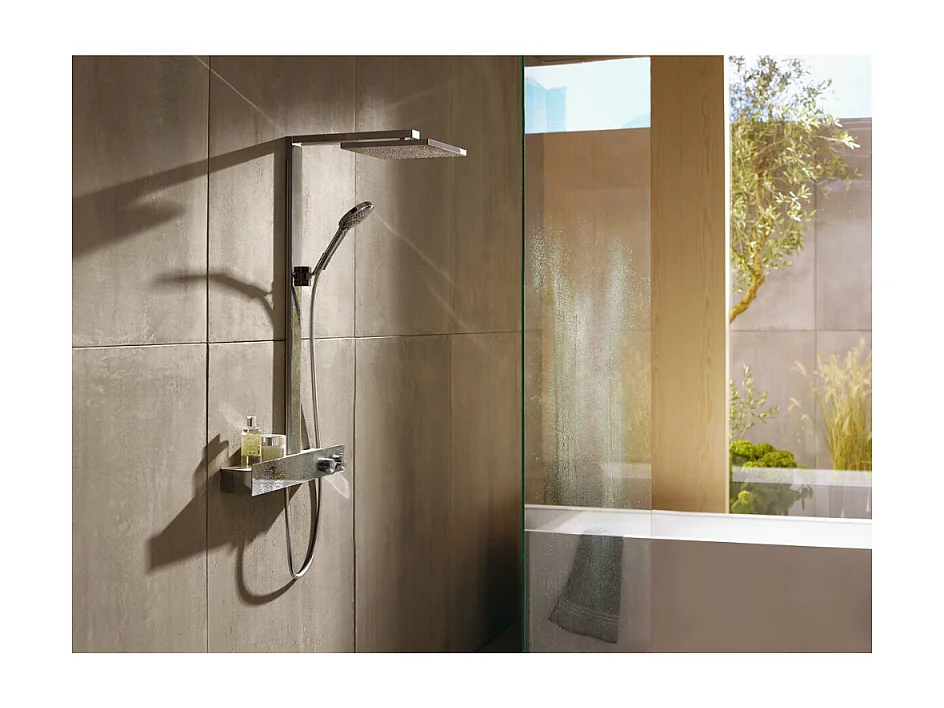 Colonne de douche thermostatique HANSGROHE Raindance E 300 avec mitigeur 60 cm chromée + nettoyant Briochin
