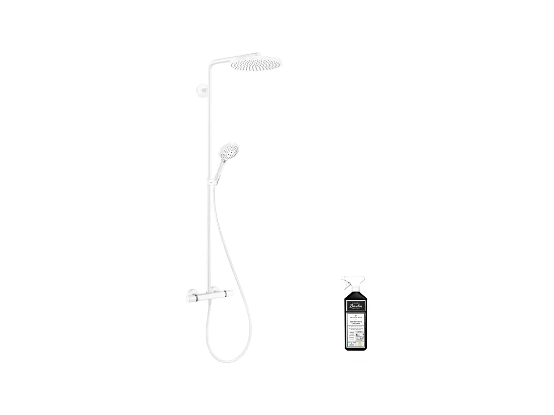 Colonne de douche thermostatique HANSGROHE Raindance Select S 240 blanc mat + nettoyant Briochin