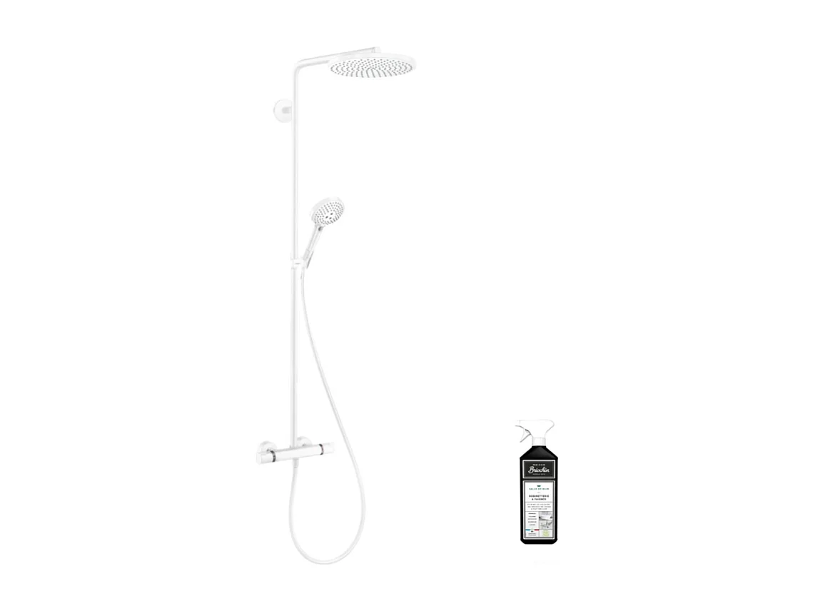Colonne de douche thermostatique HANSGROHE Raindance Select S 240 blanc mat + nettoyant Briochin