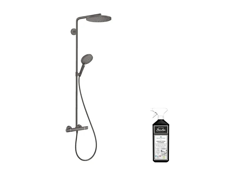 Colonne de douche thermostatique HANSGROHE Raindance Select S 240 noir chromée brossée + nettoyant Briochin