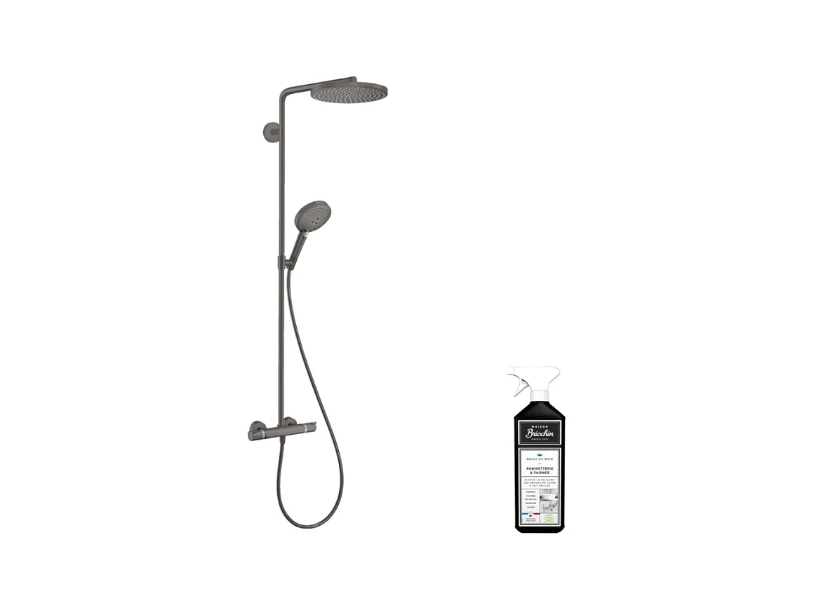 Colonne de douche thermostatique HANSGROHE Raindance Select S 240 noir chromée brossée + nettoyant Briochin