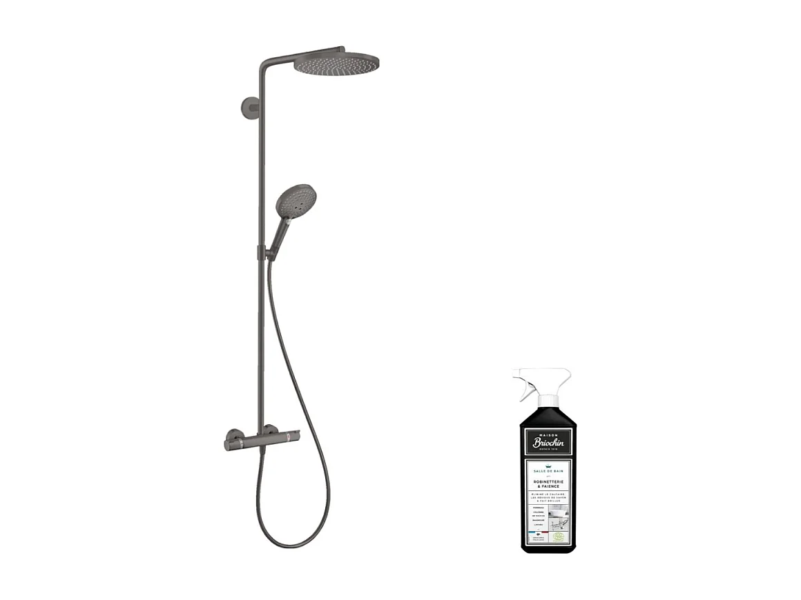 Colonne de douche thermostatique HANSGROHE Raindance Select S 240 noir chromée brossée + nettoyant Briochin