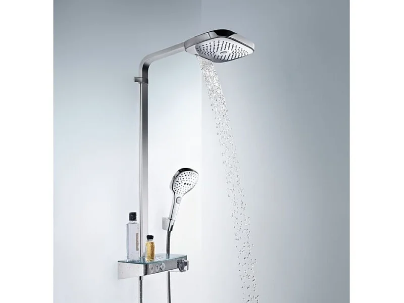 Colonne de douche thermostatique HANSGROHE Raindance E 360 avec mitigeur 30 cm chromée + nettoyant Briochin