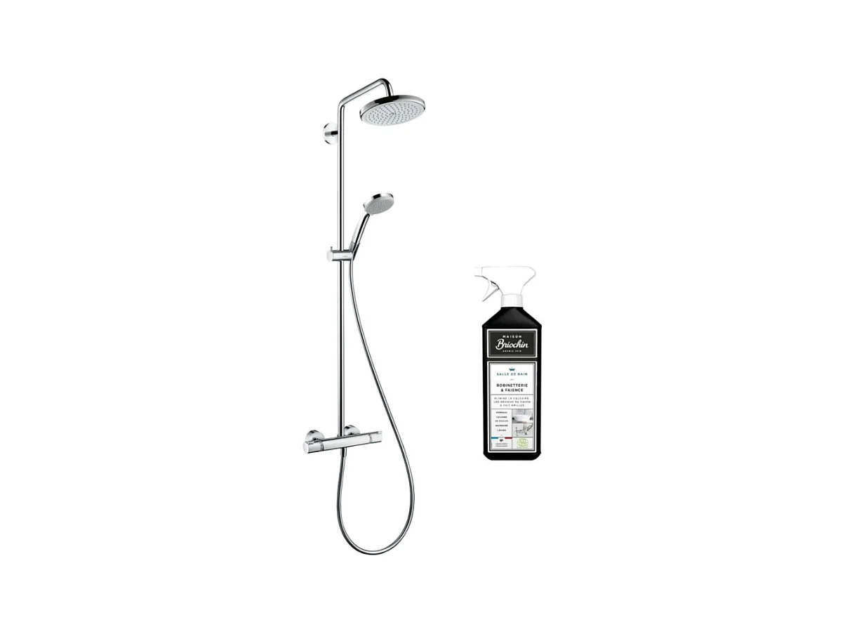 Colonne de douche thermostatique HANSGROHE Croma 220 chromée + nettoyant Briochin