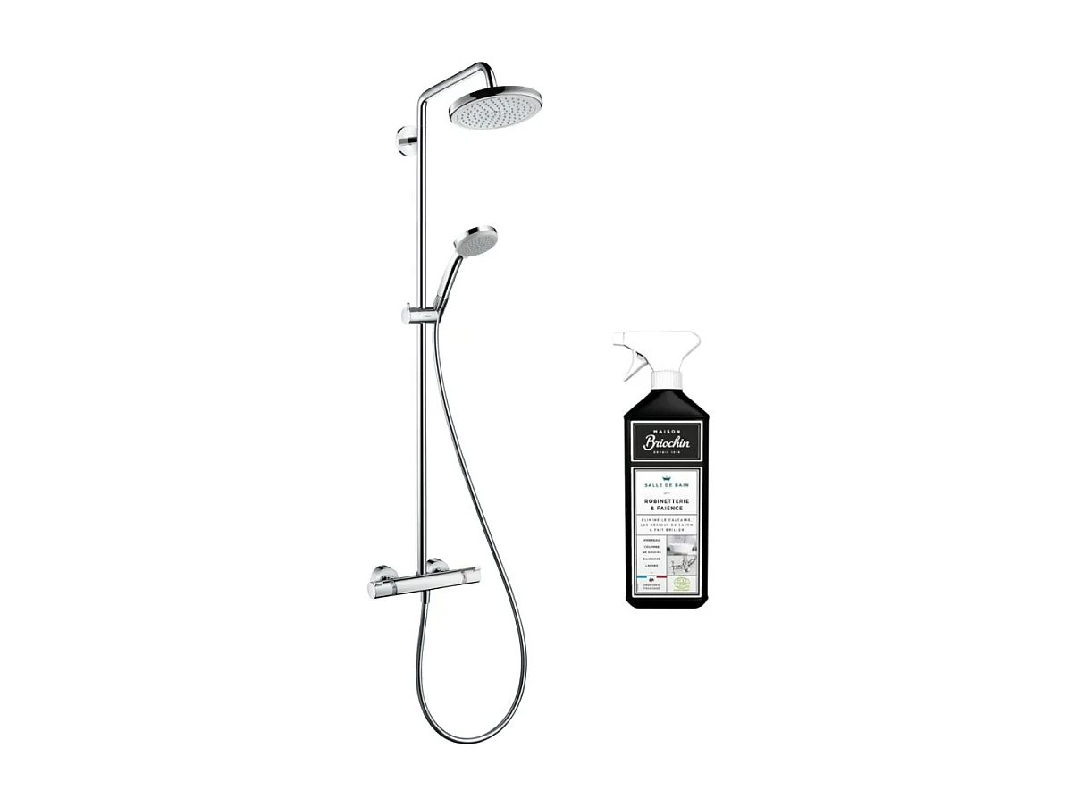 Colonne de douche thermostatique HANSGROHE Croma 220 chromée + nettoyant Briochin