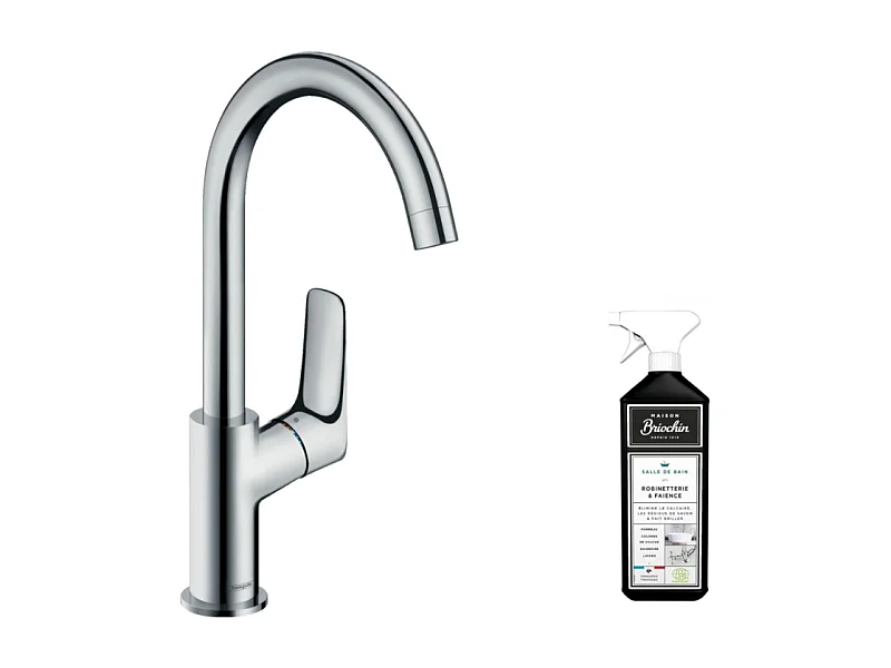 Mitigeur lavabo haut HANSGROHE Logis 210 sans tirette et sans vidage + nettoyant Briochin