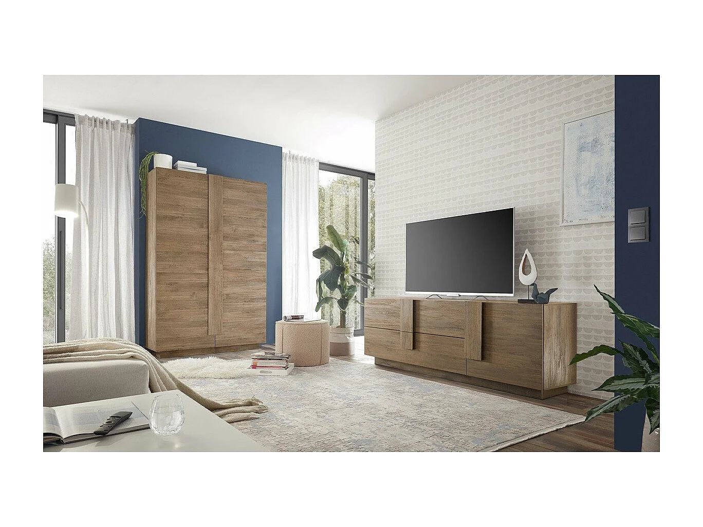 Mueble de TV 2 cajones y 1 puerta L182 cm - Jupiter