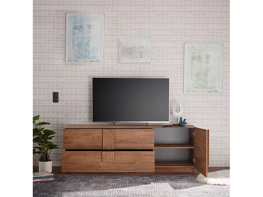 Meuble TV 2 tiroirs et 1 porte L182 cm - Jupiter
