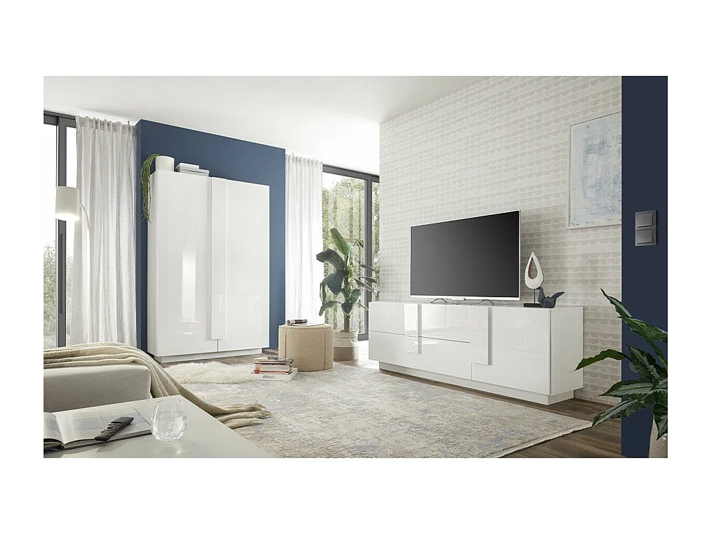 Meuble TV 2 tiroirs et 1 porte L182 cm - Jupiter