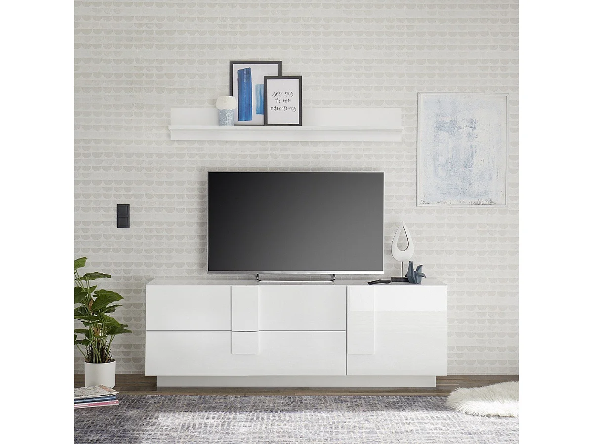 Meuble TV 2 tiroirs et 1 porte L182 cm - Jupiter