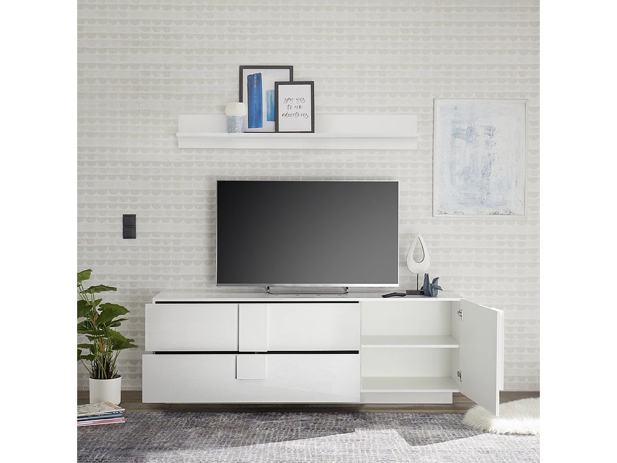 Meuble TV 2 tiroirs et 1 porte L182 cm - Jupiter