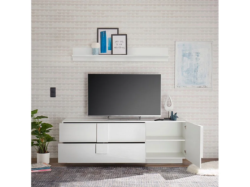 Meuble TV 2 tiroirs et 1 porte L182 cm - Jupiter