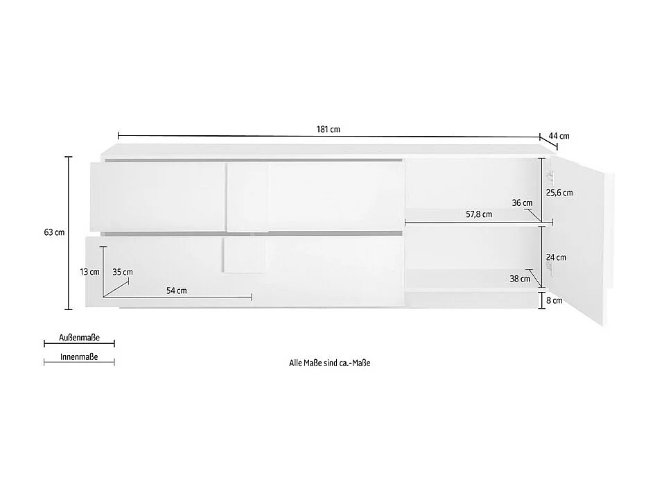 Meuble TV 2 tiroirs et 1 porte L182 cm - Jupiter