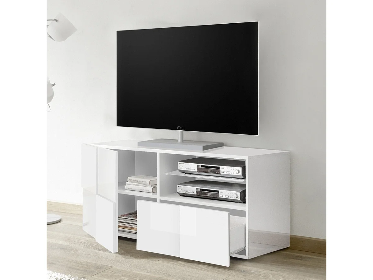 Meuble TV petit 1 porte et 1 tiroir L121 cm - Dama