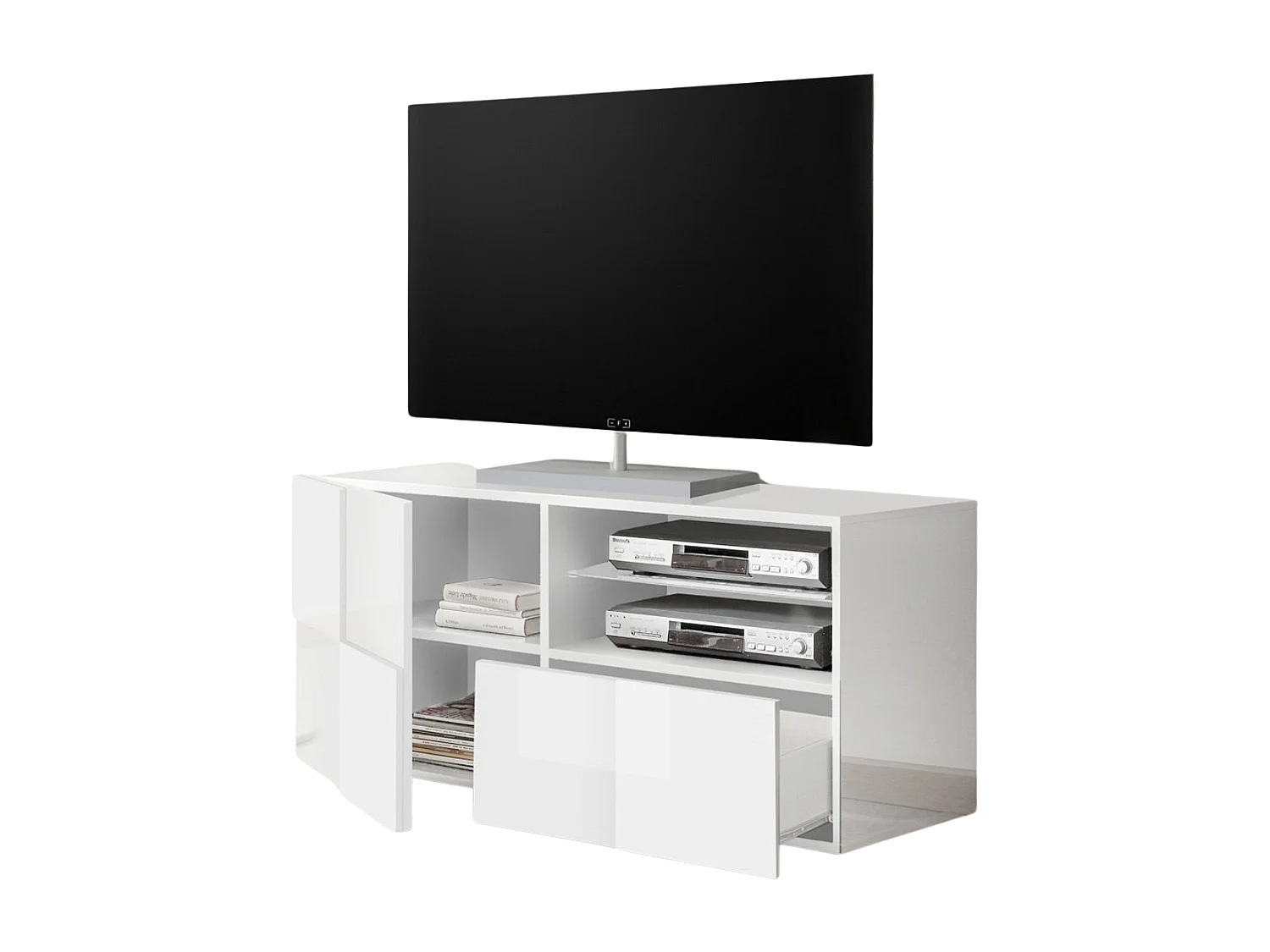 Meuble TV petit 1 porte et 1 tiroir L121 cm - Dama