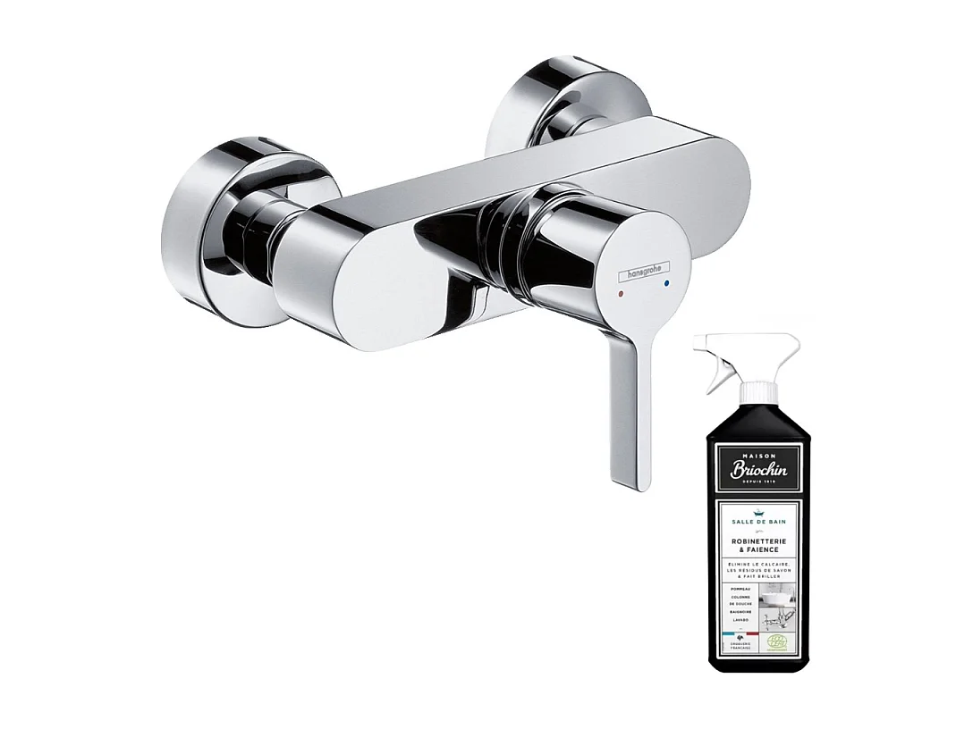 Mitigeur douche mécanique HANSGROHE Metris S chromé + nettoyant Briochin