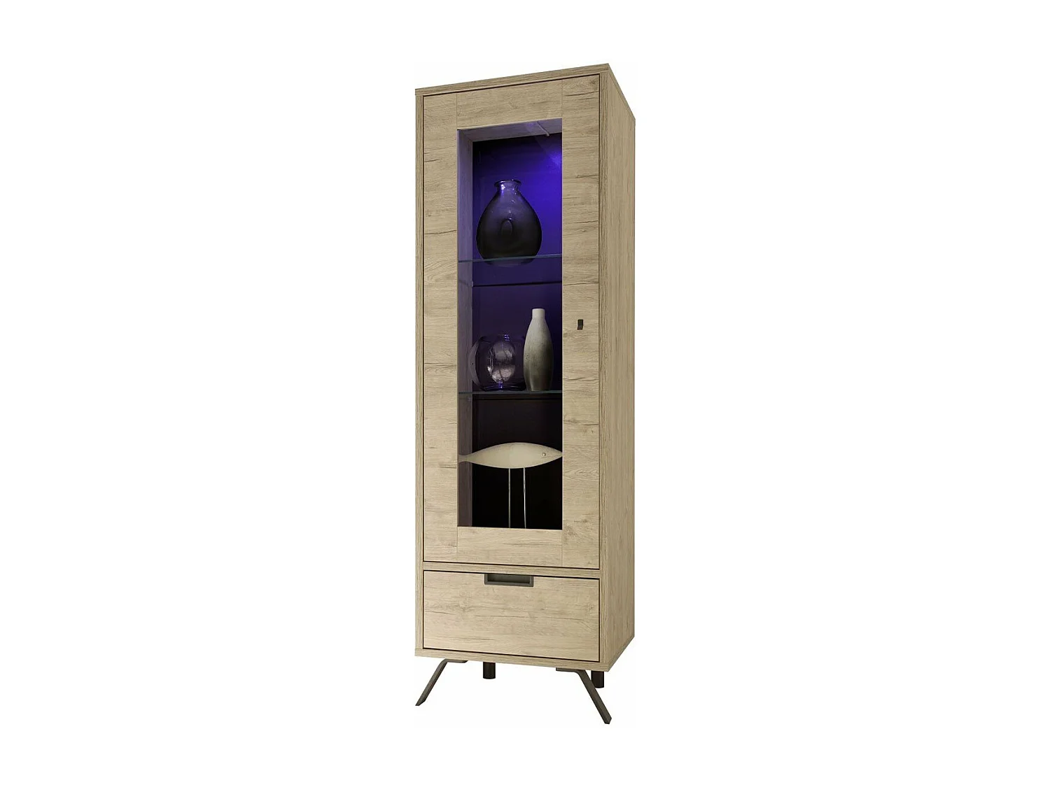 Vitrina 1 puerta de vidrio con 1 cajón sin iluminación H177 cm - Palma