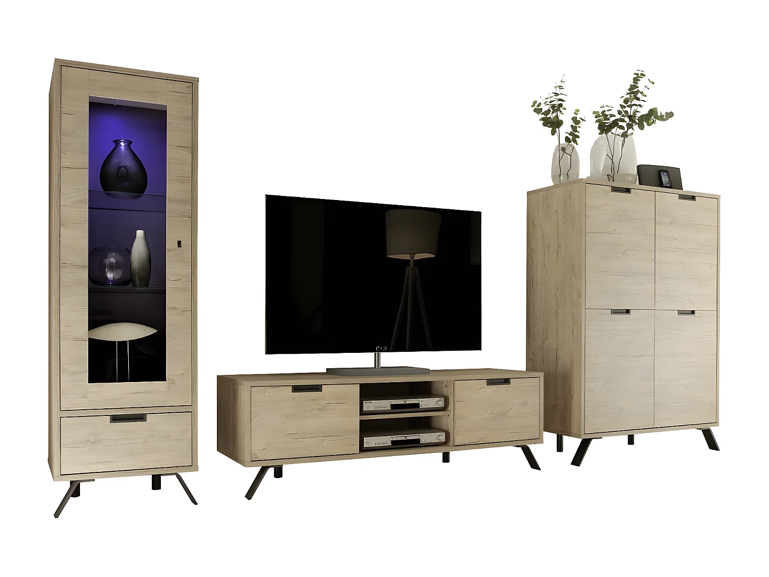 Vitrina 1 puerta de vidrio con 1 cajón sin iluminación H177 cm - Palma