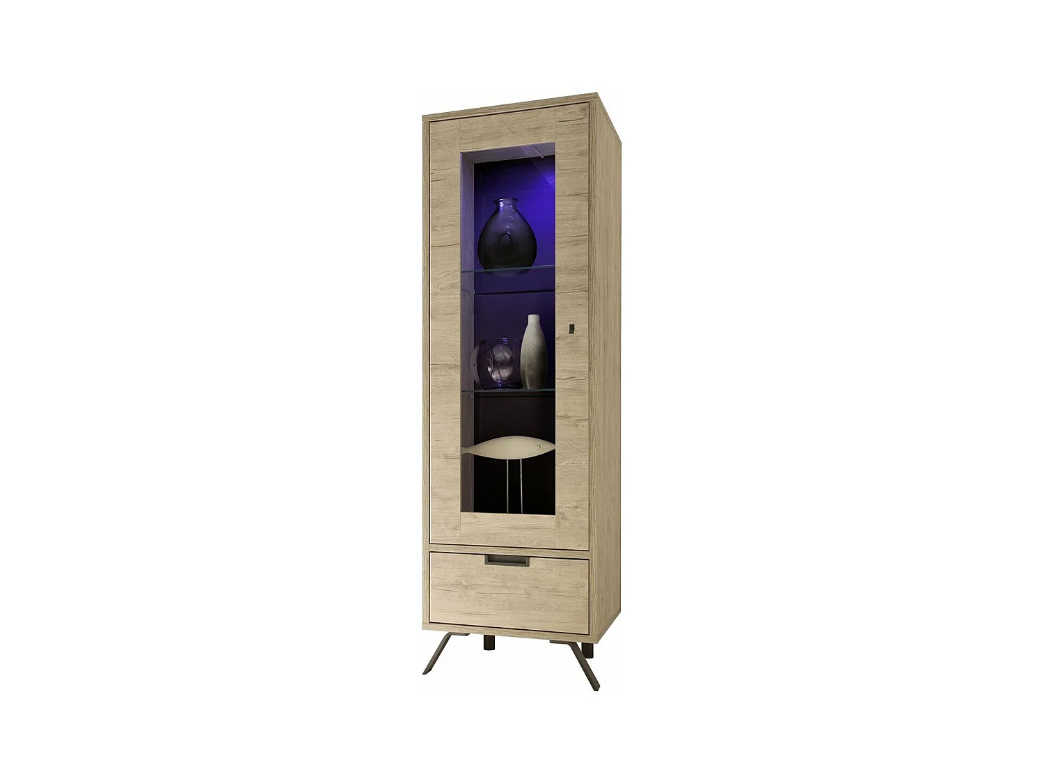 Vitrine 1 porte en verre avec 1 tiroir sans éclairage H177 cm - Palma