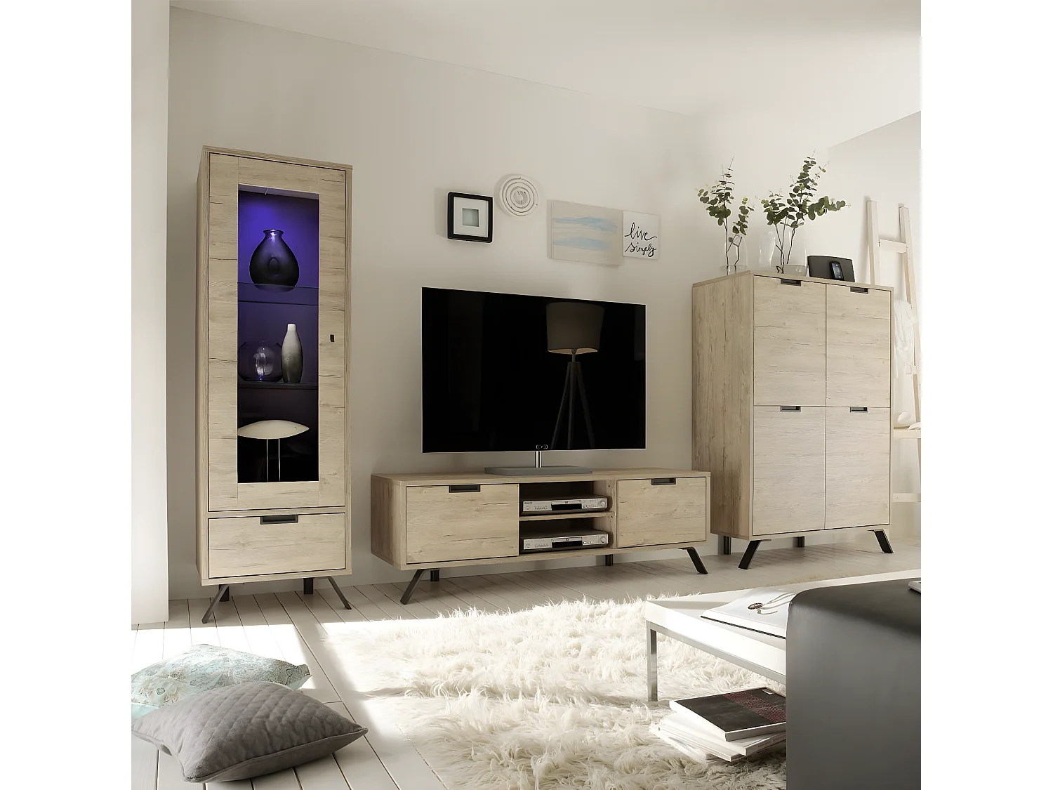 Vitrine 1 Glastür mit 1 Schublade ohne Beleuchtung H177 cm - Palma