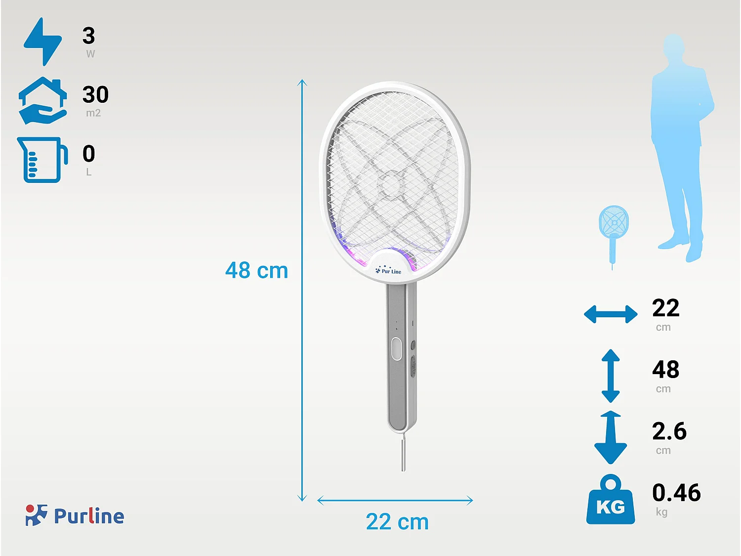 Raquette anti-insecte multi-positions avec USB