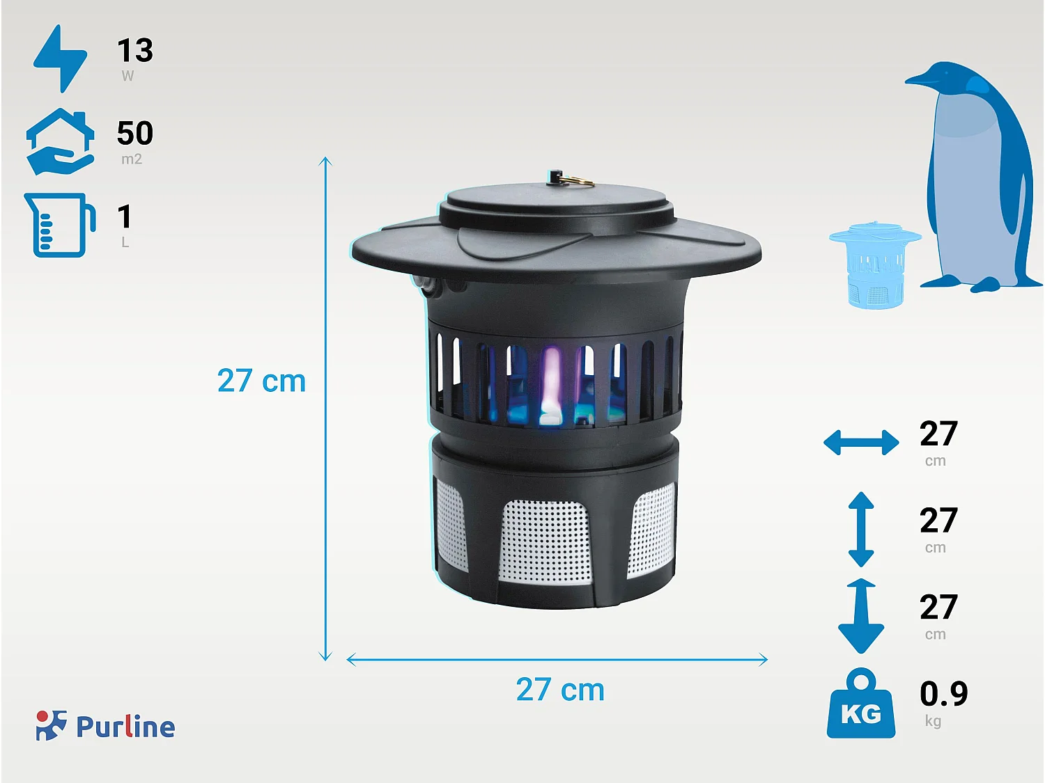 Mata insectos de sobremesa 13W con ventilador de absorción