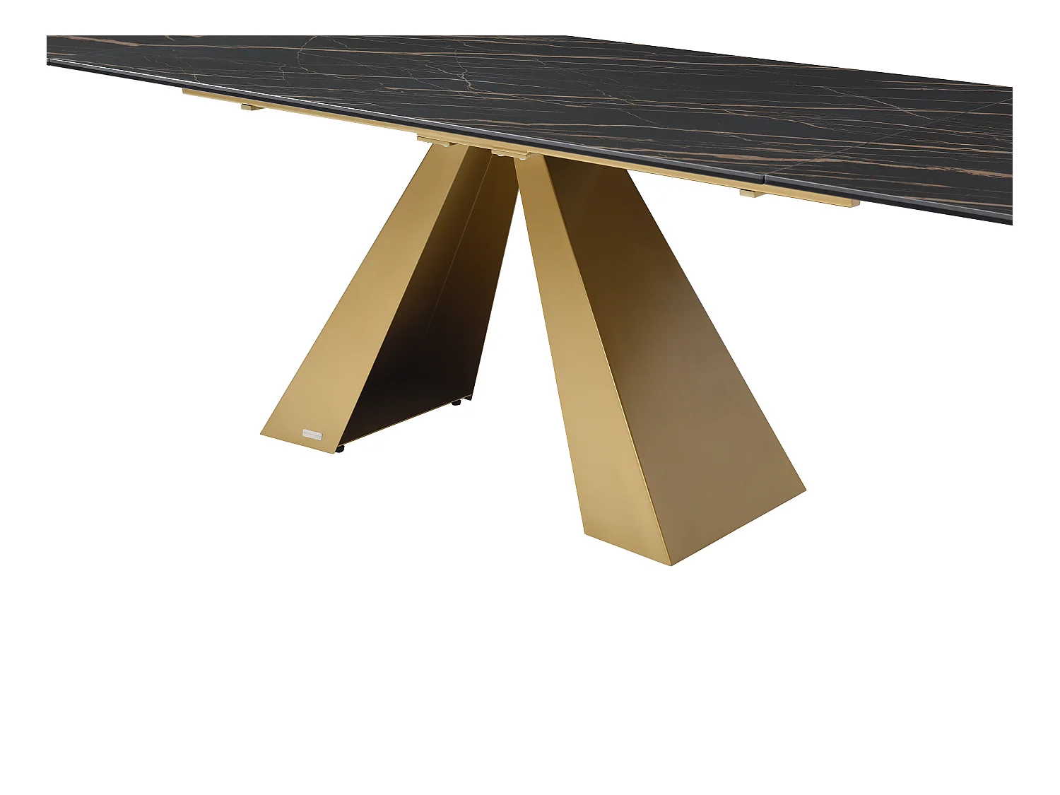 Esstisch ausziehbar - 6 bis 10 Personen - Sicherheitsglas, Keramik & Metall - Marmor-Optik Schwarz & Goldfarben - LOZIPA von Maison Céphy
