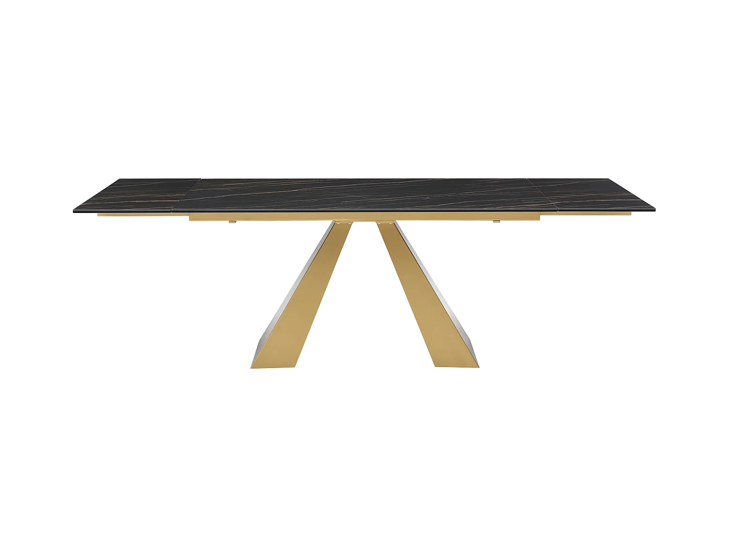 Esstisch ausziehbar - 6 bis 10 Personen - Sicherheitsglas, Keramik & Metall - Marmor-Optik Schwarz & Goldfarben - LOZIPA von Maison Céphy