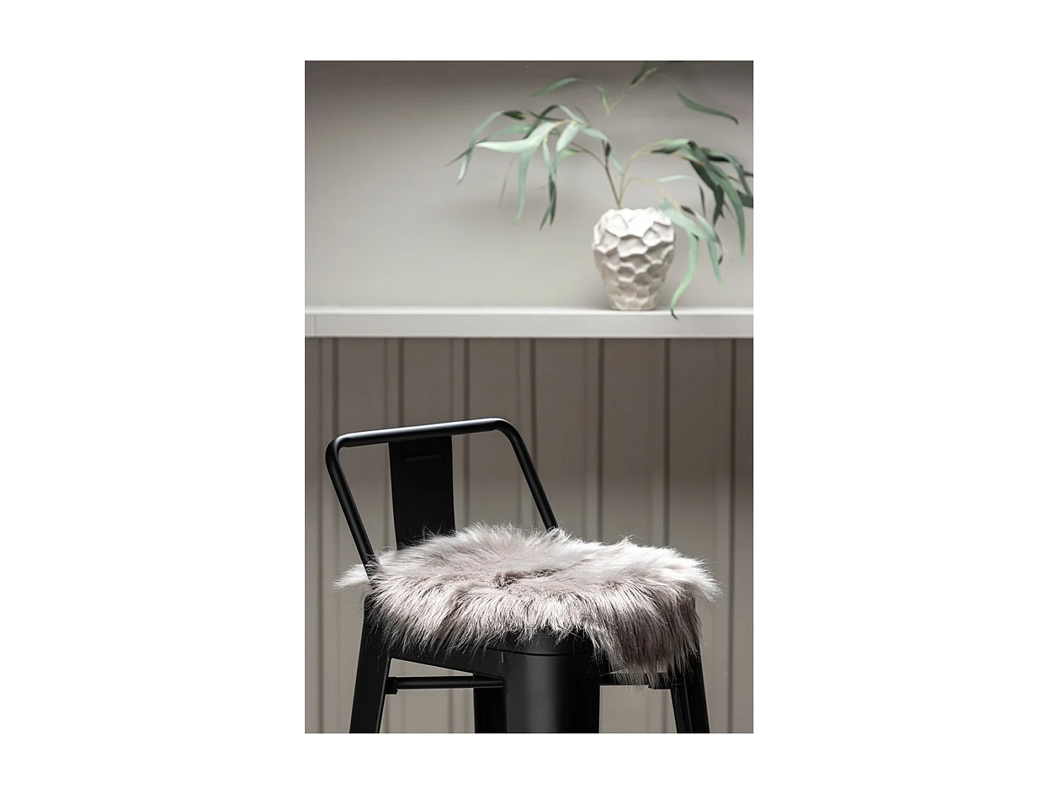 Katy Kunstfell Ø34cm Grau.