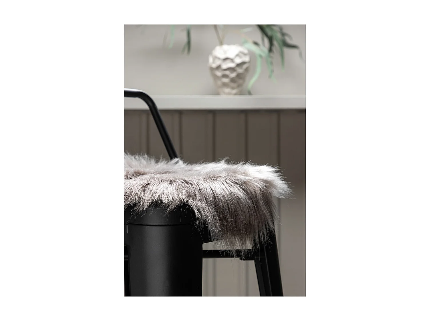 Katy fourrure synthétique  Ø34cm gris.