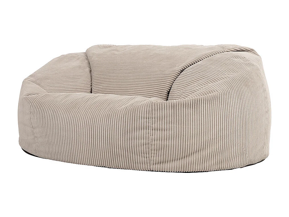 Pouf géant canapé velours côtelé beige galet - SOUL