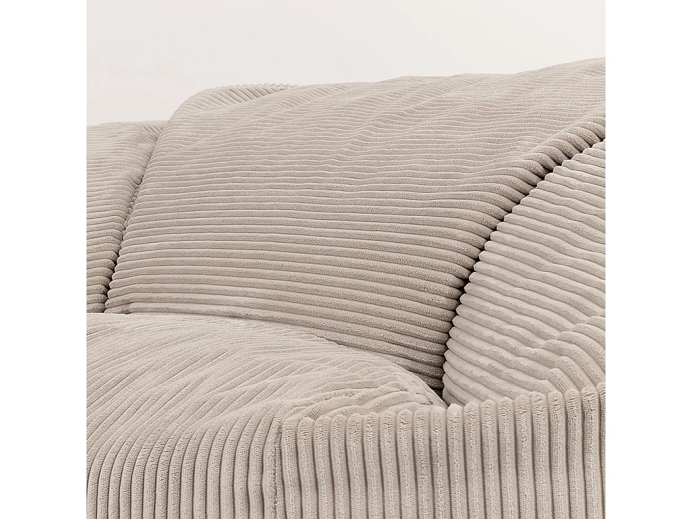 Pouf géant canapé velours côtelé beige galet - SOUL