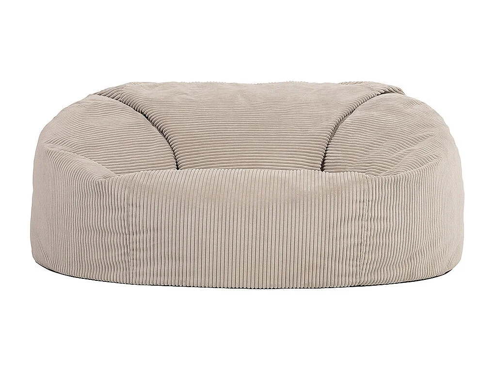 Pouf géant canapé velours côtelé beige galet - SOUL