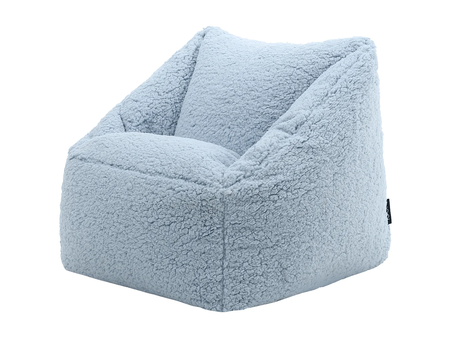Pouf fauteuil enfant en polaire sherpa bleu givre