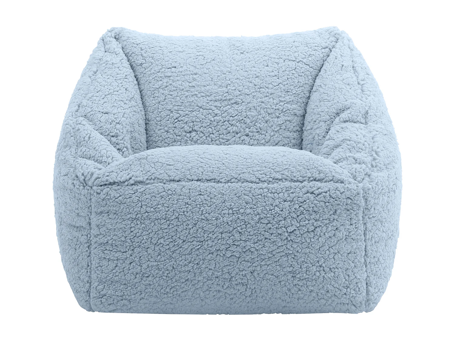 Pouf fauteuil enfant en polaire sherpa bleu givre