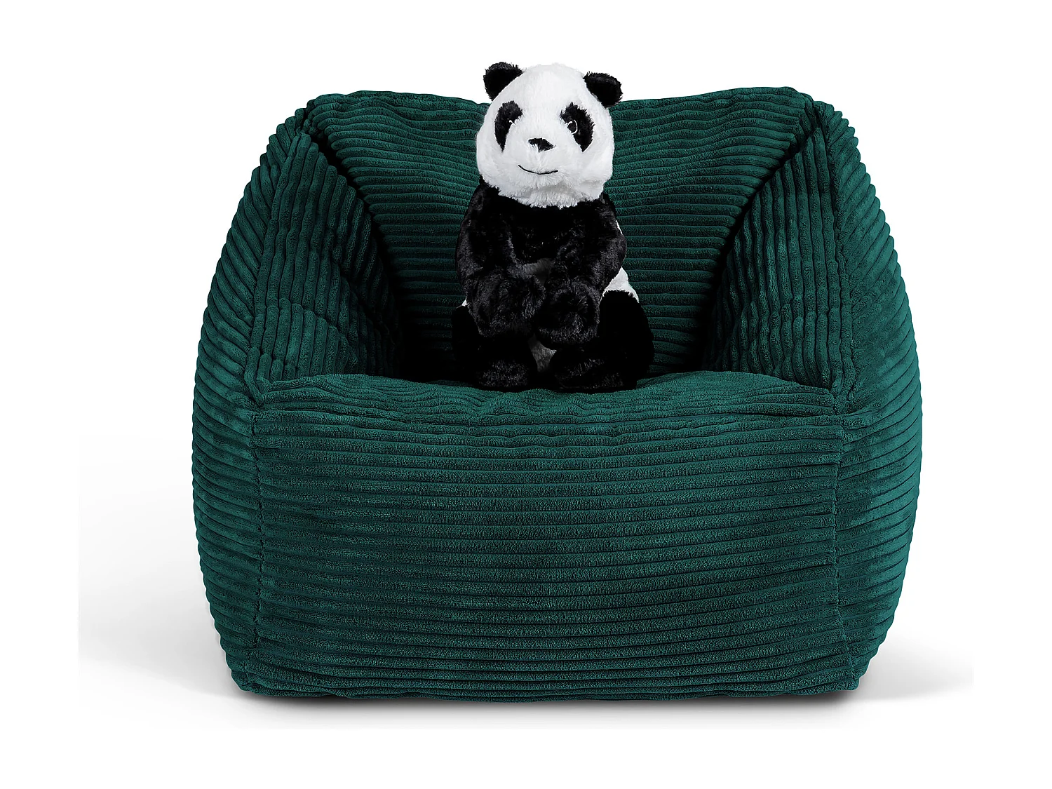 Pouf fauteuil enfant velours côtelé bleu canard - MORGAN