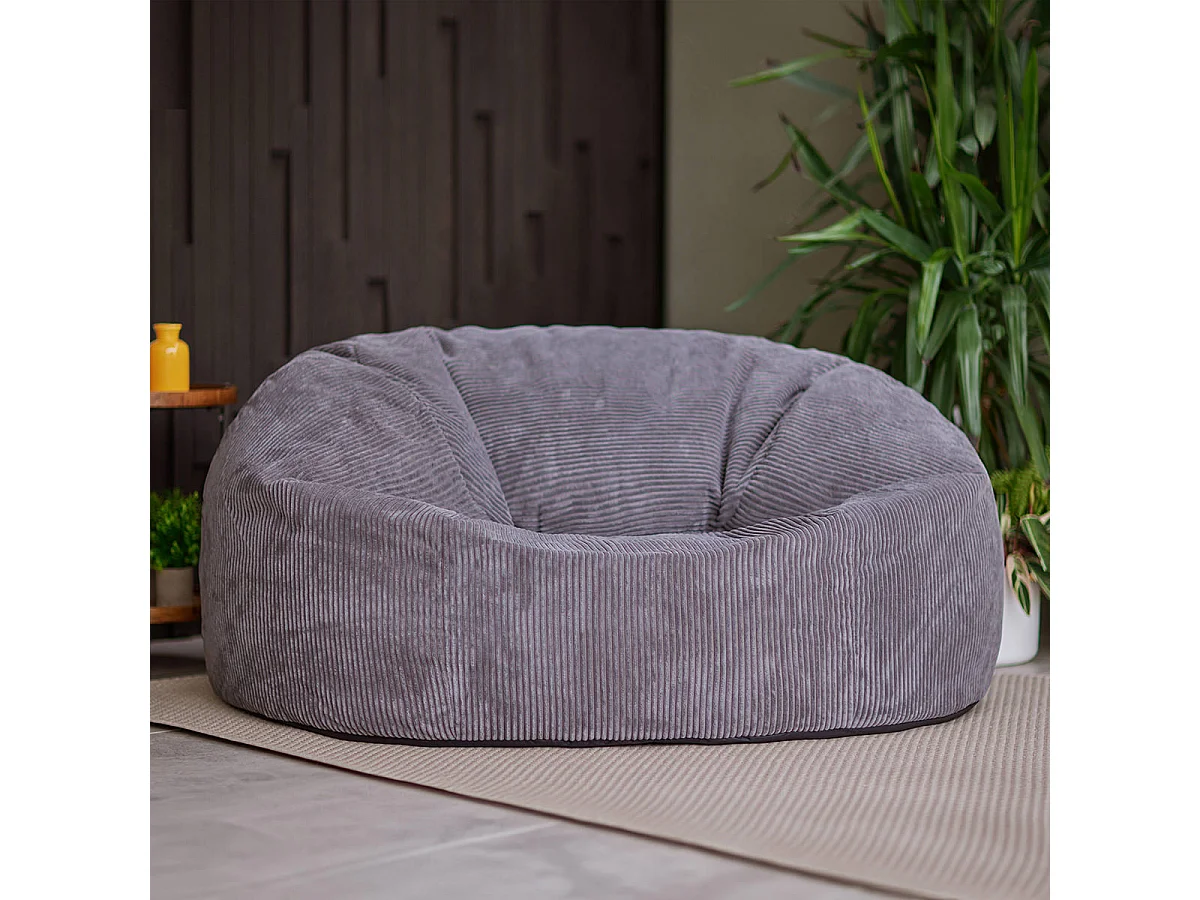 Pouf géant canapé velours côtelé gris anthracite - SOUL