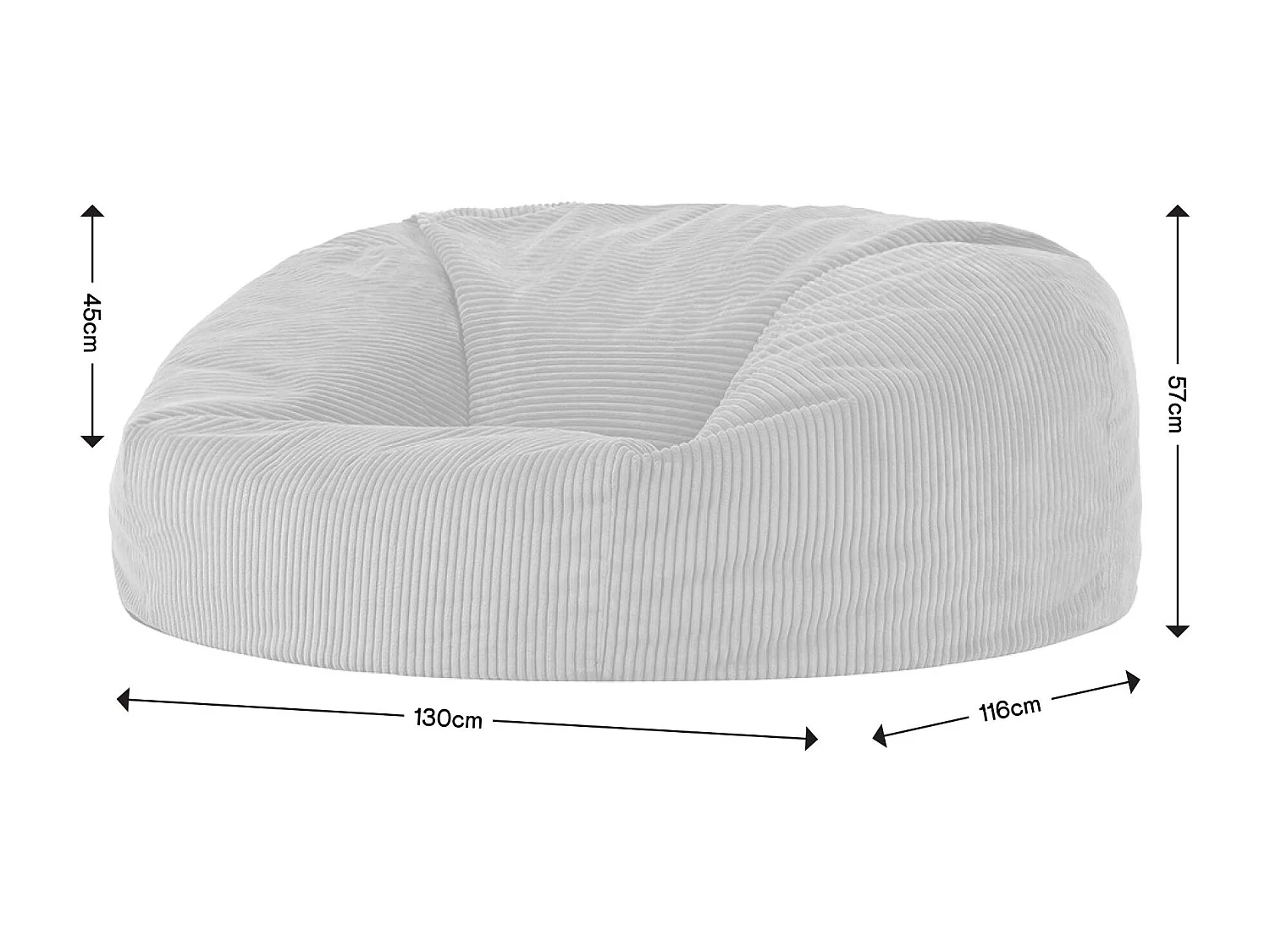 Pouf géant canapé velours côtelé gris anthracite - SOUL