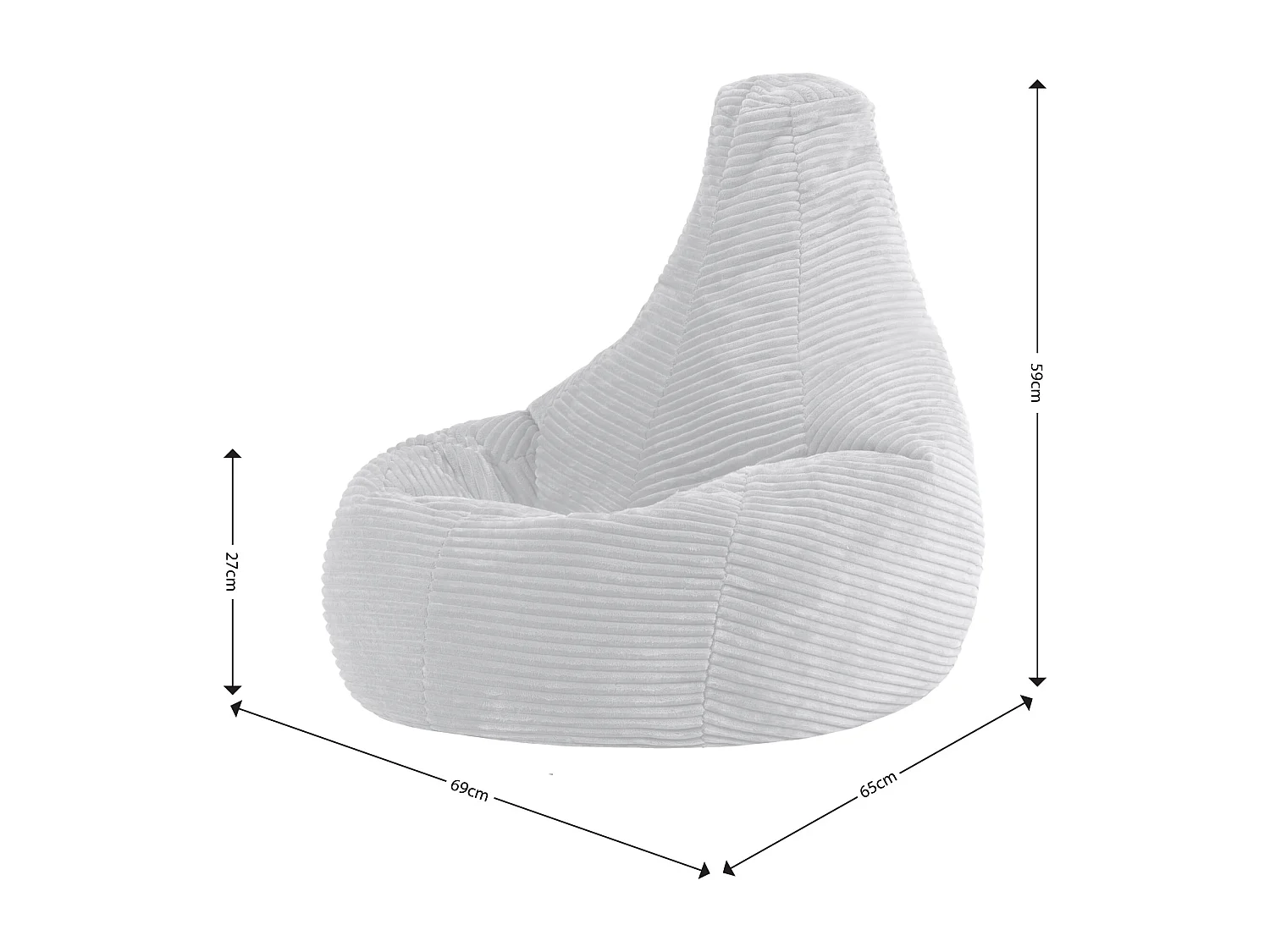 Pouf inclinable enfant velours côtelé jaune ocre - DALTON