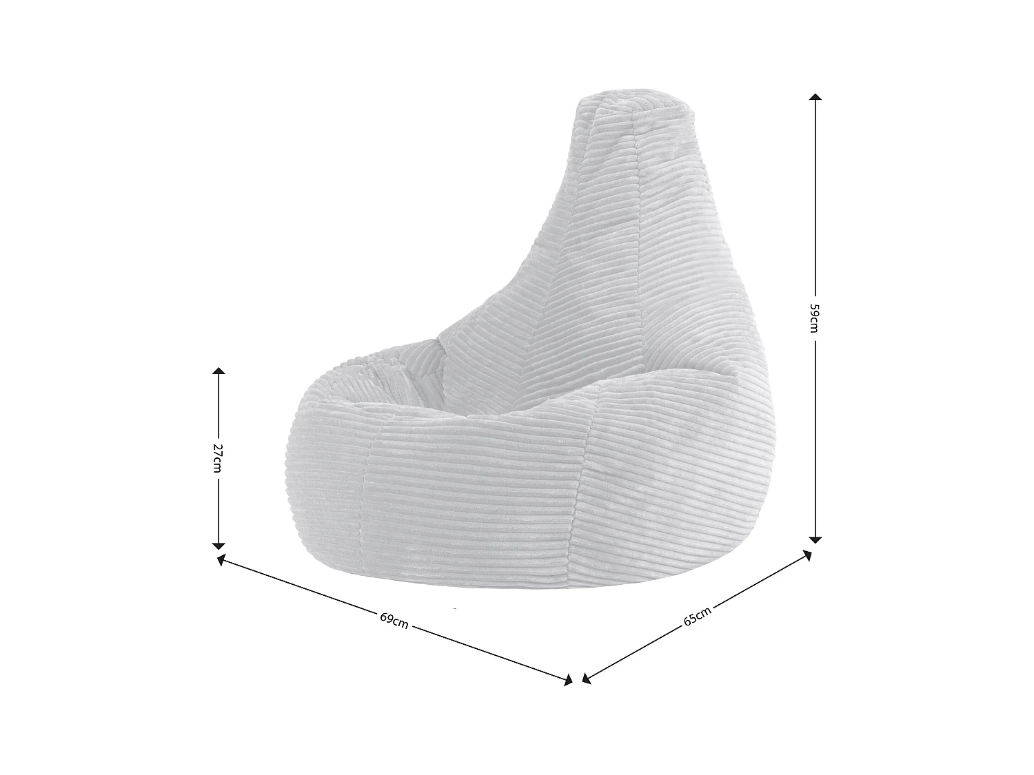 Pouf inclinable enfant velours côtelé jaune ocre - DALTON