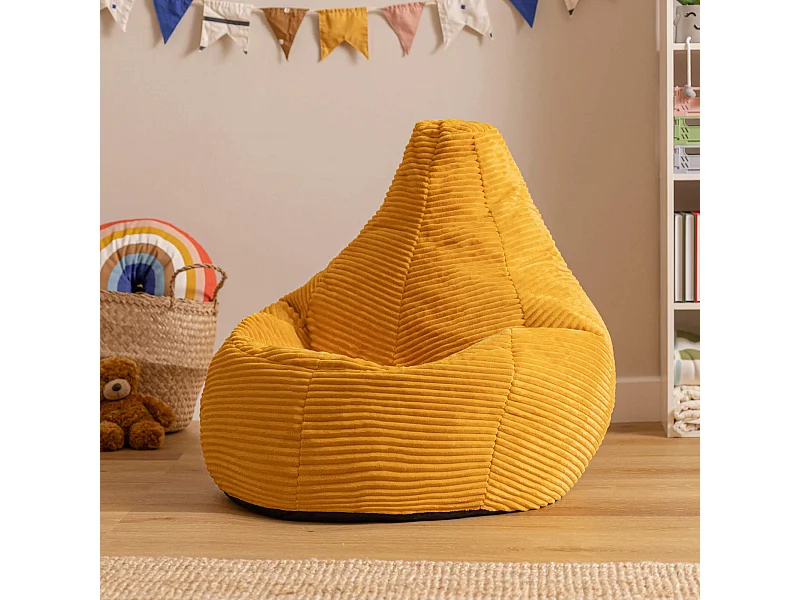 Pouf inclinable enfant velours côtelé jaune ocre - DALTON
