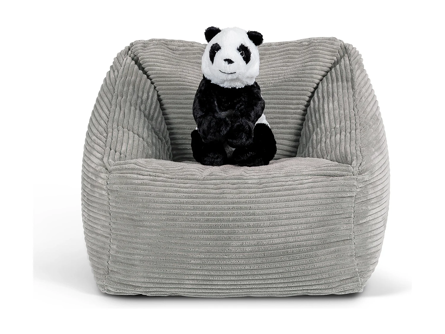 Pouf fauteuil enfant velours côtelé gris clair - MORGAN