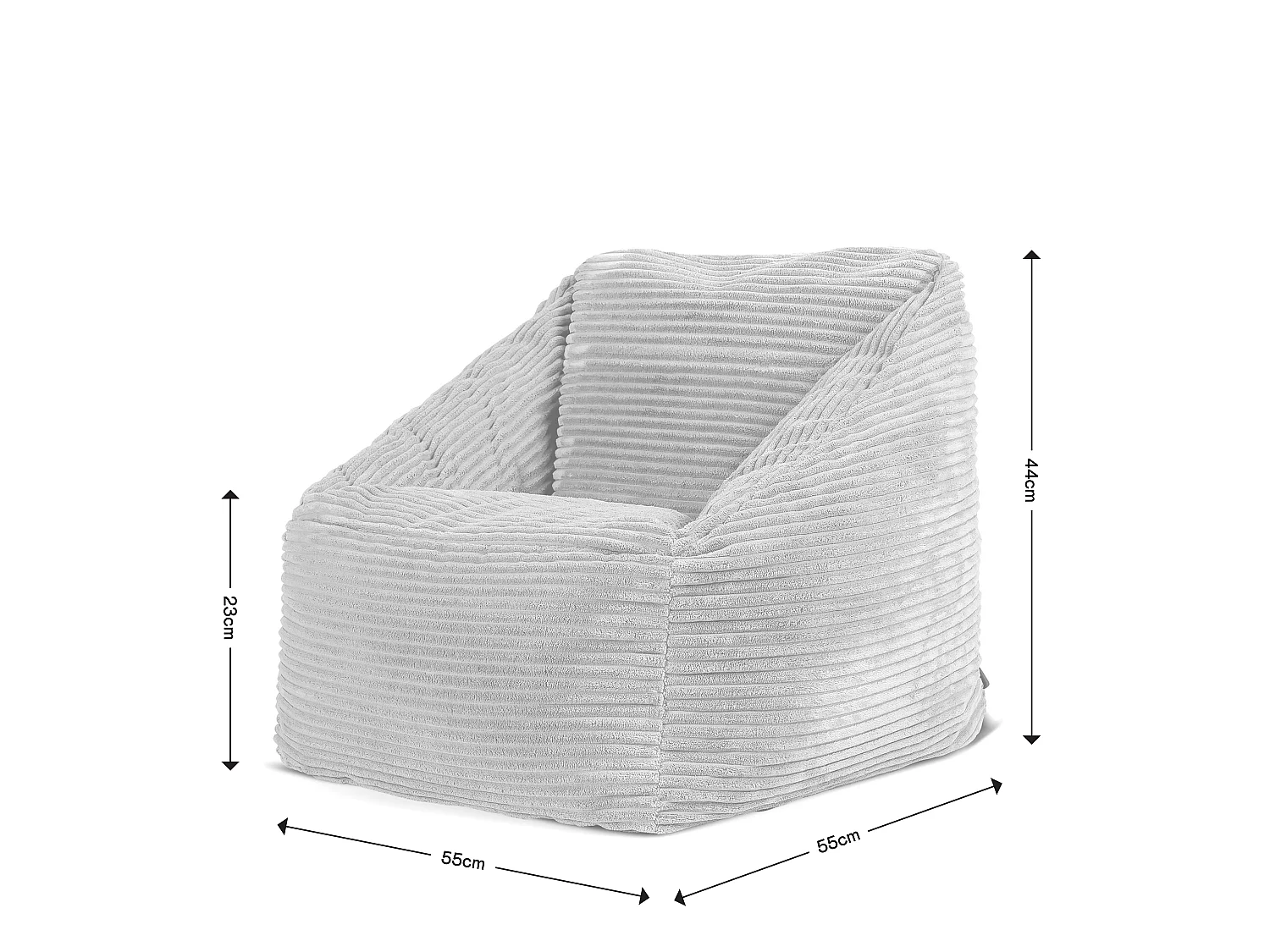 Pouf fauteuil enfant velours côtelé gris clair - MORGAN
