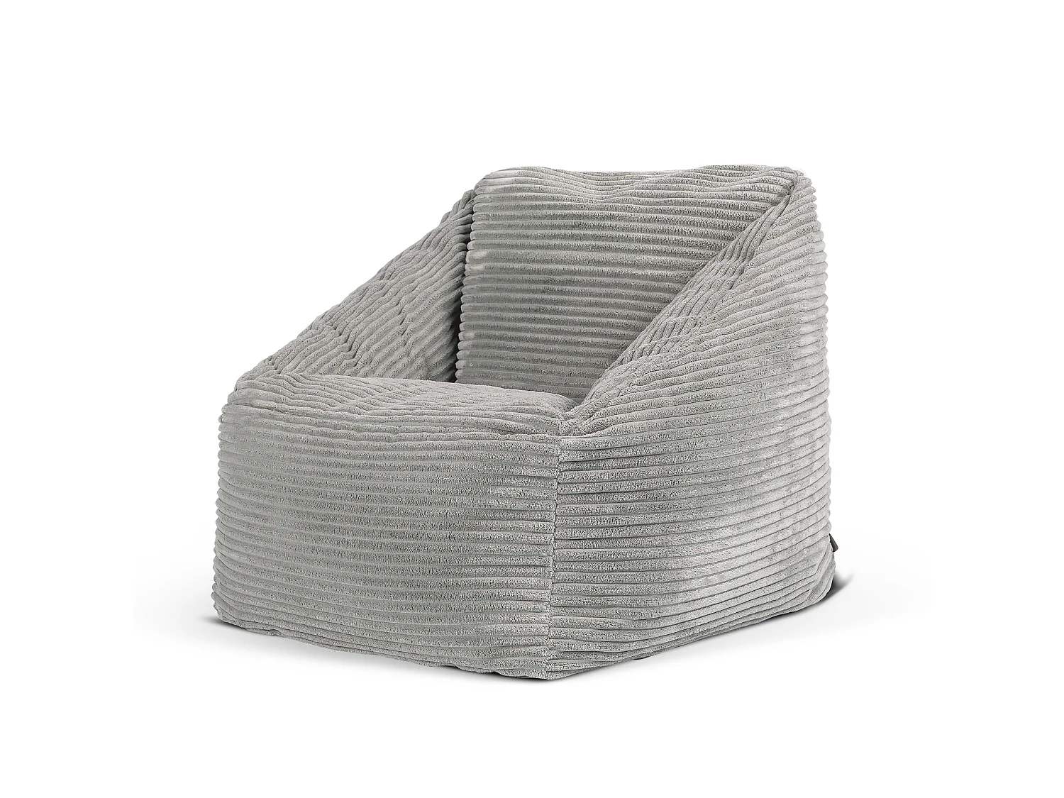Pouf fauteuil enfant velours côtelé gris clair - MORGAN