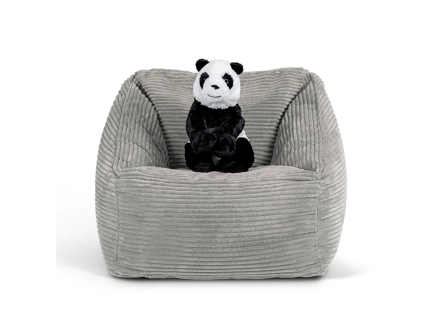 Pouf fauteuil enfant velours côtelé gris clair - MORGAN