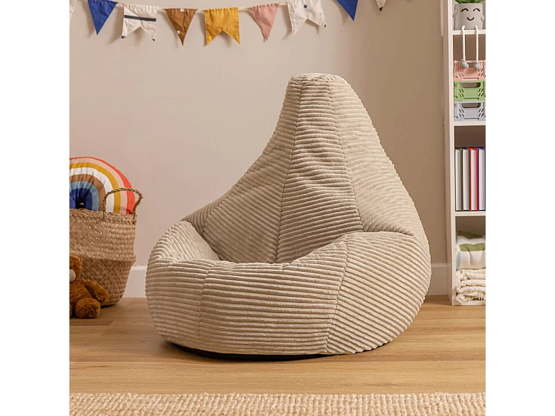 Pouf inclinable enfant velours côtelé beige galet - DALTON