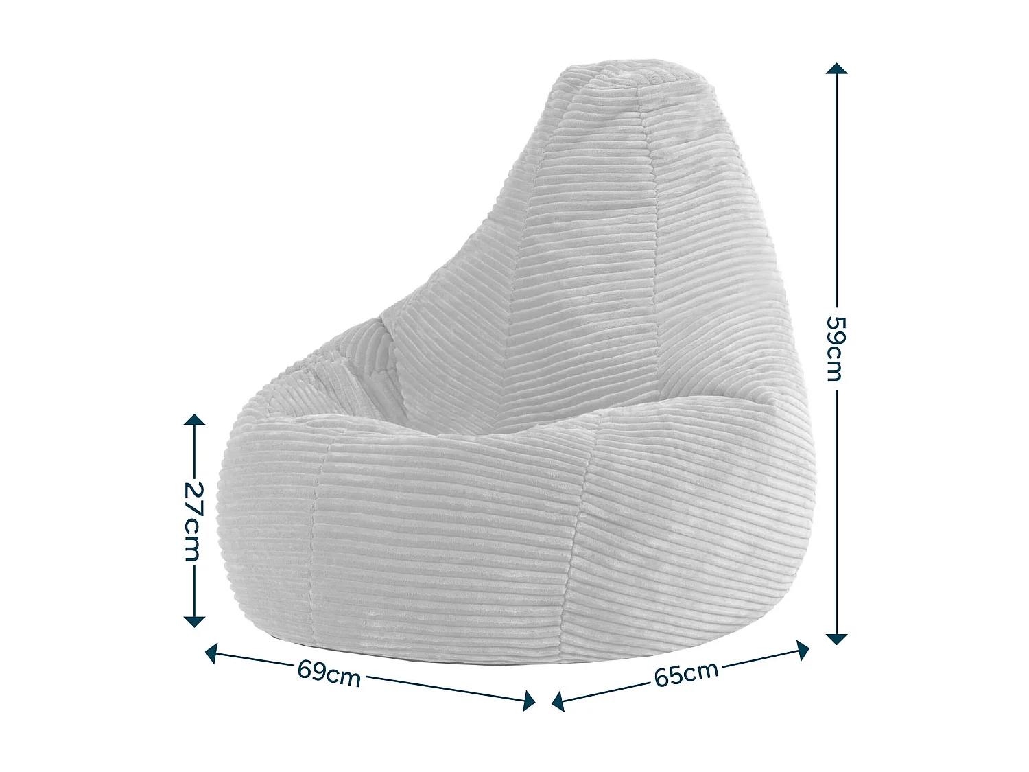 Pouf inclinable enfant velours côtelé violet lavande - DALTON