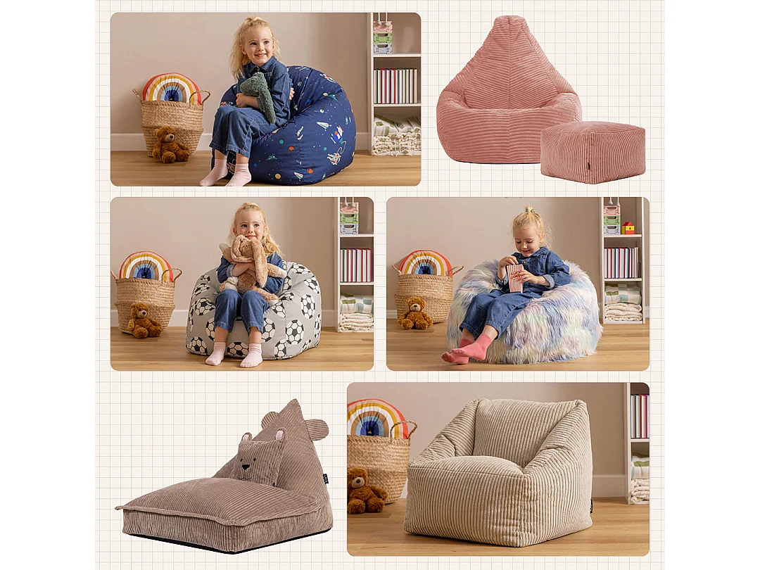 Pouf inclinable enfant velours côtelé violet lavande - DALTON